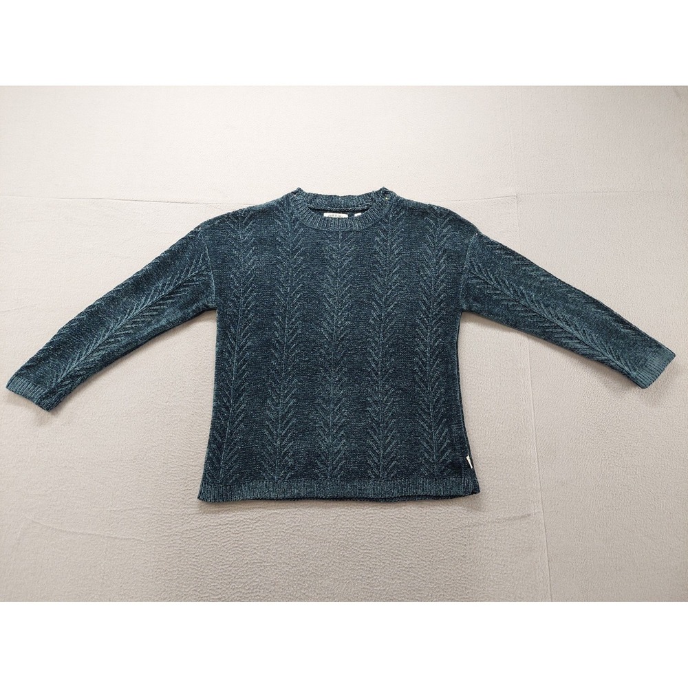 Orvis Women Sweater M Blue Cable Knit Long Sleeve Crew Neck Winter Warm Pullover